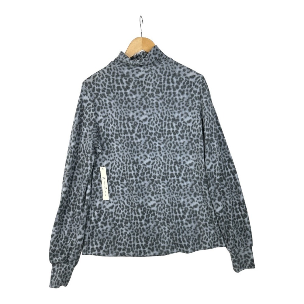 New Another Reason Animal Print Keyhole Front Long Sleeve Shirt size Medium Gray - Picture 5 of 7